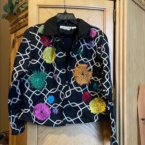 Anage vintage floral silk shirt jacket size small